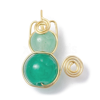 Imitation Jade Glass Beads Pendants PALLOY-JF02480-04-1