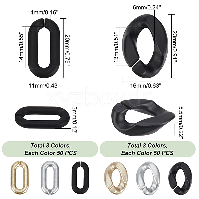 300Pcs 6 Style Spray Painted CCB Plastic Linking Rings CCB-HY0001-07-1