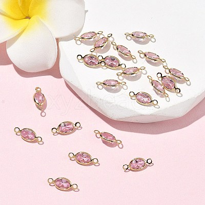 SHEGRACE Brass Pave Cubic Zirconia Oval Connector Charms XGRQ2O133-439B-G-1