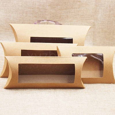 Kraft Paper Pillow Candy Box CON-WH0070-97A-02-1