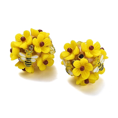 Polymer Clay Rhinestone Beads with Resin RESI-Z045-04-1