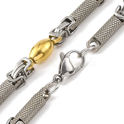 201 Stainless Steel Column Links Chain Necklace NJEW-F22-39I-GP-1