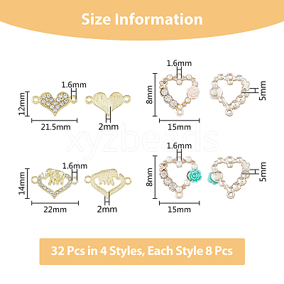 32Pcs 4 Styles Alloy Crystal Rhinestone Connector Charms FIND-DC0003-53-1