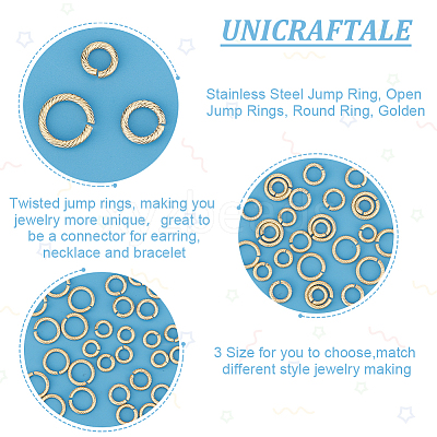 30Pcs 3 Styles 304 Stainless Steel Open Jump Rings for Chainmaille Weaves STAS-UN0054-61-1