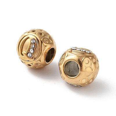 Ion Plating(IP) 304 Stainless Steel Rhinestone European Beads STAS-A092-10Q-G-1