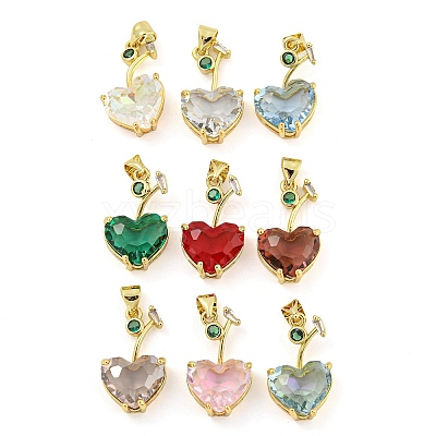Rack Plating Brass Micro Pave Clear Cubic Zirconia Pendants ZIRC-L100-161G-1
