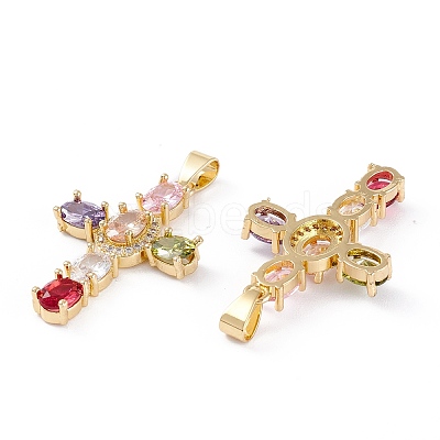 Brass Micro Pave Cubic Zirconia Pendants ZIRC-M116-04G-1