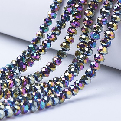 Electroplate Transparent Glass Beads Strands X-EGLA-A034-T8mm-UA07-1