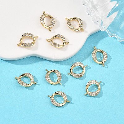 SHEGRACE Brass Micro Pave Clear Cubic Zirconia Connector Charms XGRQ3P792-601G-1