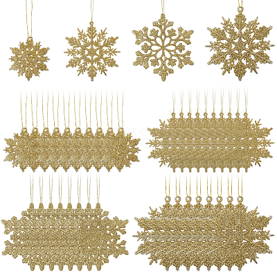36Pcs Snowflake Plastic Pendant Decorations DIY-CP0013-33C-1