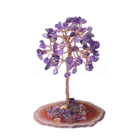 Natural Gemstone Chips Tree of Life Decorations PW-WG88EA9-02-1