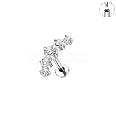 G23 Titanium Micro Pave Clear Cubic Zirconia Cartilage Earrings WG0DE3D-02-1