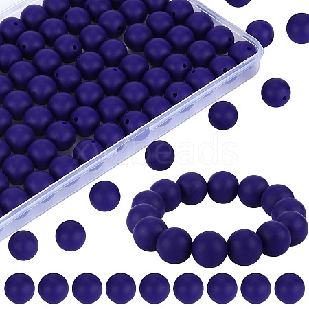 80Pcs Round Silicone Focal Beads SIL-SZ0001-24-02-1