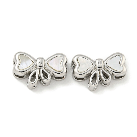 Brass Pave Shell Bowknot Multi-Strand Links KK-Q820-18P-1