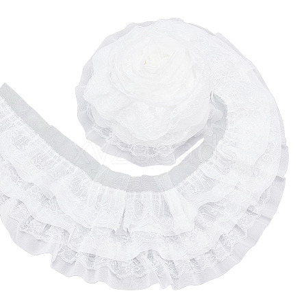 BENECREAT 3-Layer Pleated Chiffon Flower Lace Trim OCOR-BC0002-04A-1