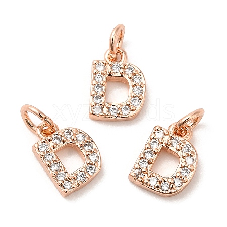 Brass Micro Pave Grade AAA Cubic Zirconia Charms ZIRC-P067-11RG-D-NR-1