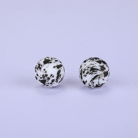 Printed Round Silicone Focal Beads SI-JX0056A-182-1