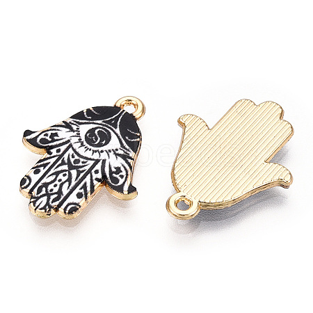 Printed Light Gold Tone Alloy Pendants ENAM-N056-206J-1