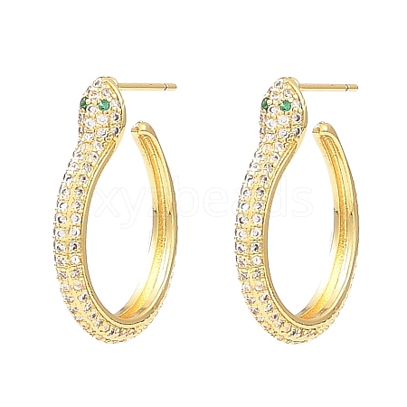 Cubic Zirconia Snake Stud Earrings EJEW-L261-010G-1