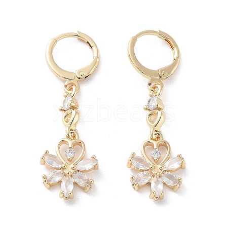 Rack Plating Golden Brass Dangle Leverback Earrings EJEW-A030-01K-G-1