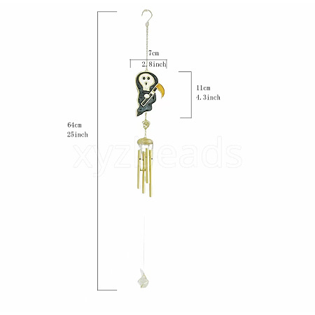 Halloween Death Alloy & Iron & Eanmel Wind Chime PW-WG9C794-01-1