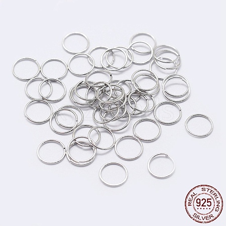 Anti-Tarnish Rhodium Plated 925 Sterling Silver Open Jump Rings STER-F036-02P-0.9x9mm-1