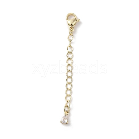 Brass Micro Pave Clear Cubic Zirconia Chain Extender KK-G491-52C-G-1