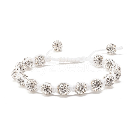 Sparkling Ball Rhinestone Braided Bead Bracelet for Women BJEW-JB07703-03-1