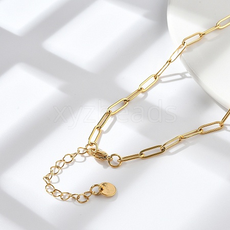 Ion Plating(IP) 304 Stainless Steel Paperclip Chain Necklace X-NJEW-D045-14G-1