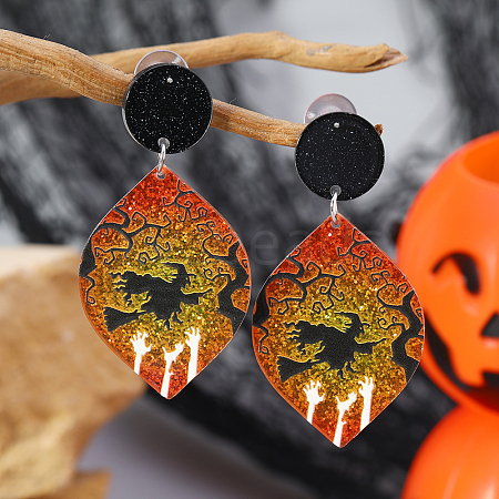 Acrylic Witch Halloween Pendant DIY Keychain Stud Earrings Accessories DI2414-1-1