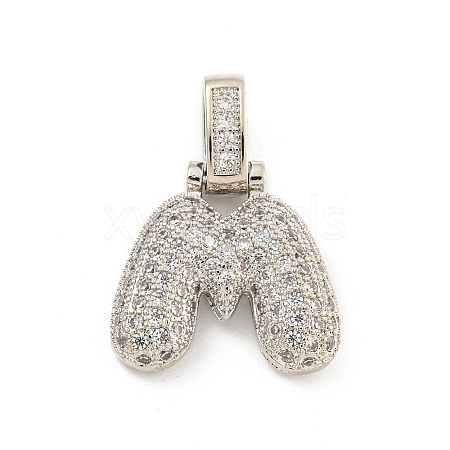 Brass Micro Pave Clear Cubic Zirconia Pendants KK-B099-01P-M-1