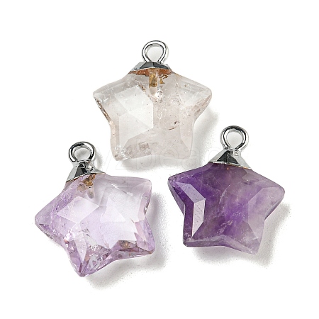 Natural Amethyst Pendants G-P540-01P-10-1