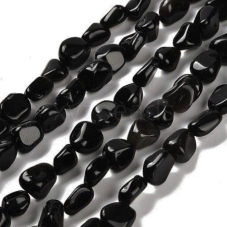 Natural Obsidian Beads Strands G-P497-01E-65-1