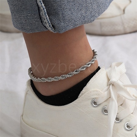 Stainless Steel Rope Chain Anklets for Women WGB107D-01-1