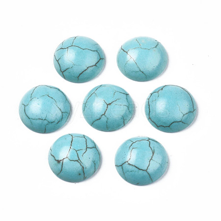 Craft Findings Dyed Synthetic Turquoise Gemstone Flat Back Dome Cabochons X-TURQ-S266-16mm-01-1