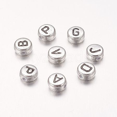 Silver Color Plated Letter Mixed Letters Acrylic Beads X-PB43C9070-1