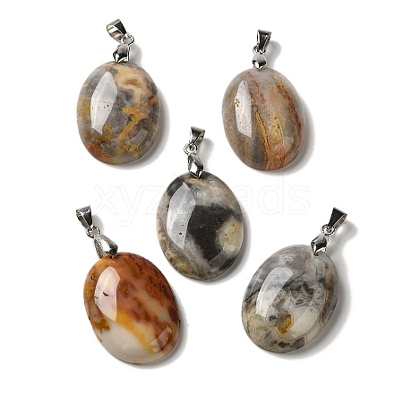 Natural Crazy Agate Pendants G-Z055-03P-05-1