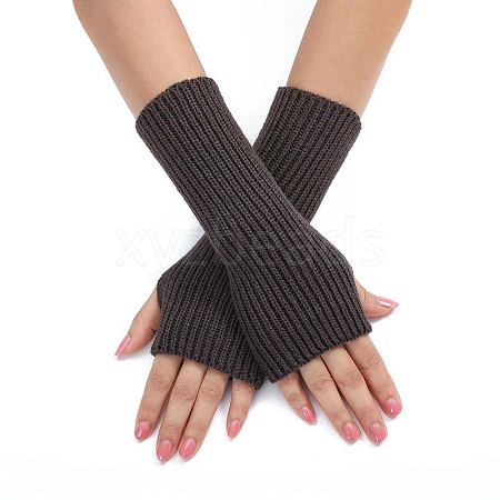 Acrylic Fibers Knitting Long Fingerless Gloves PW-WGAC281-05-1