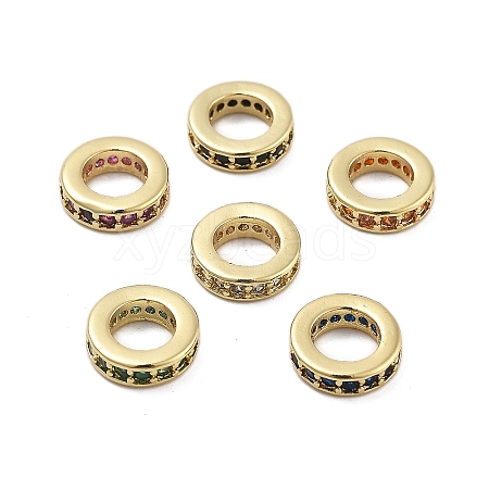 Brass Micro Pave Cubic Zirconia Spacer Beads KK-Q006-64G-1