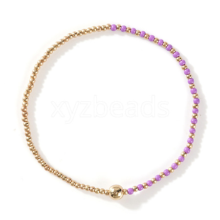 Glass Seed Beads & CCB Beads Stretch Bracelets TB4137-52-1
