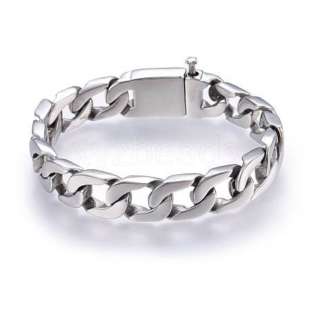 Tarnish Resistant 304 Stainless Steel Curb Chains Bracelets BJEW-E346-13B-P-1