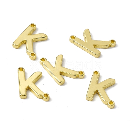 Rack Plating Brass Letter Connector Charms KK-C007-38G-K-1