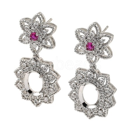 Rack Plating Brass with Cubic Zirconia Stud Earrings Finding KK-Z085-15P-1