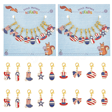 American Flag Style Pendant Stitch Markers HJEW-AB00344-1