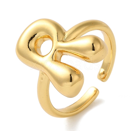 Initials Brass Open Cuff Ring for Women RJEW-N046-02R-G-1