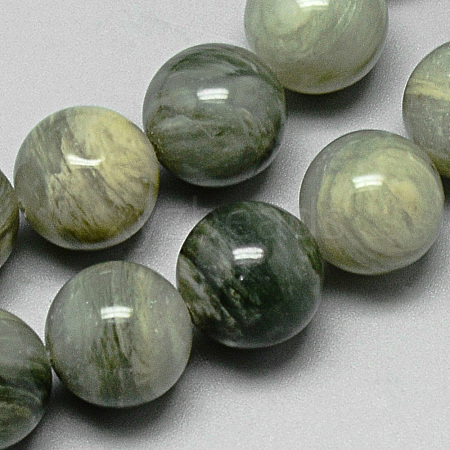 Natural Green Line Jasper Beads Strands G-P062-72-1