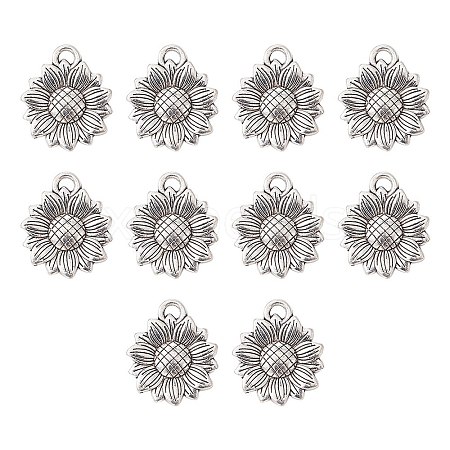 Sunflower Tibetan Style Alloy Pendants TIBEP-YW0001-52AS-1