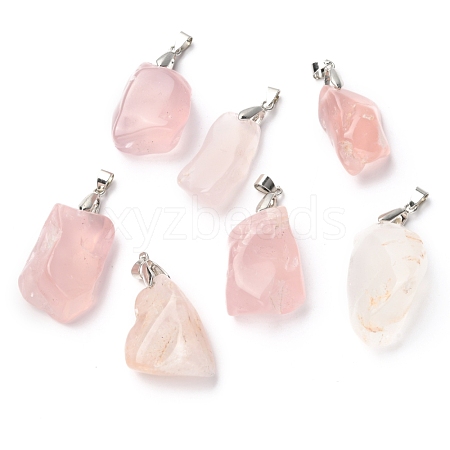 Natural Rose Quartz Pendants G-H259-07P-1