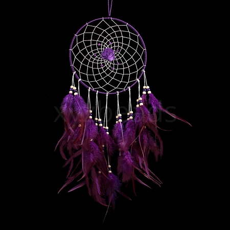 Woven Net/Web with Feather Hanging Ornaments PW-WG0DA7B-01-1