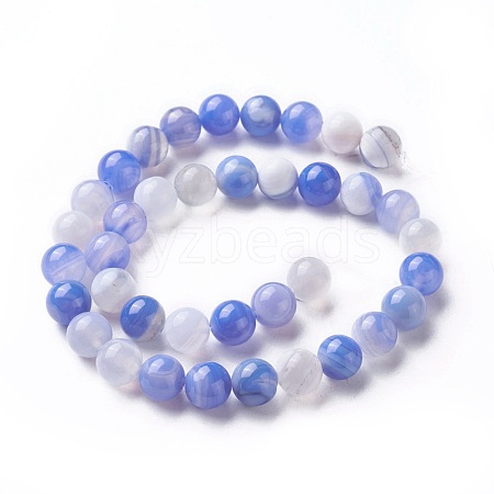 Natural Banded Agate Beads Strands G-P434-09A-B-1